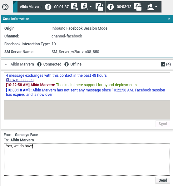Entering Text for New Private Message.