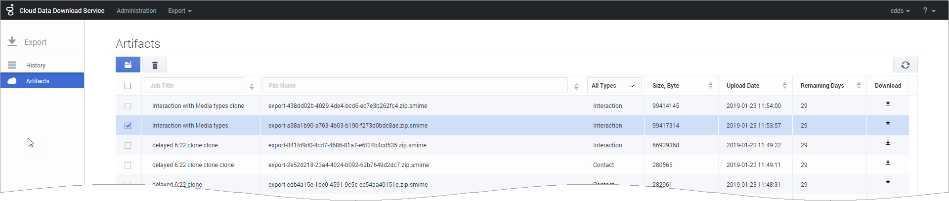 Cdds export artifacts page.png