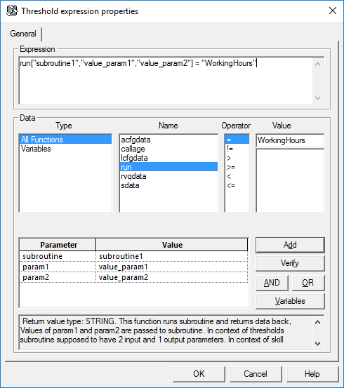 Threshold expression properties