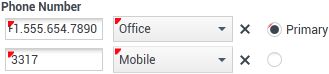 The Phone Number field with the first one selected as the primary.